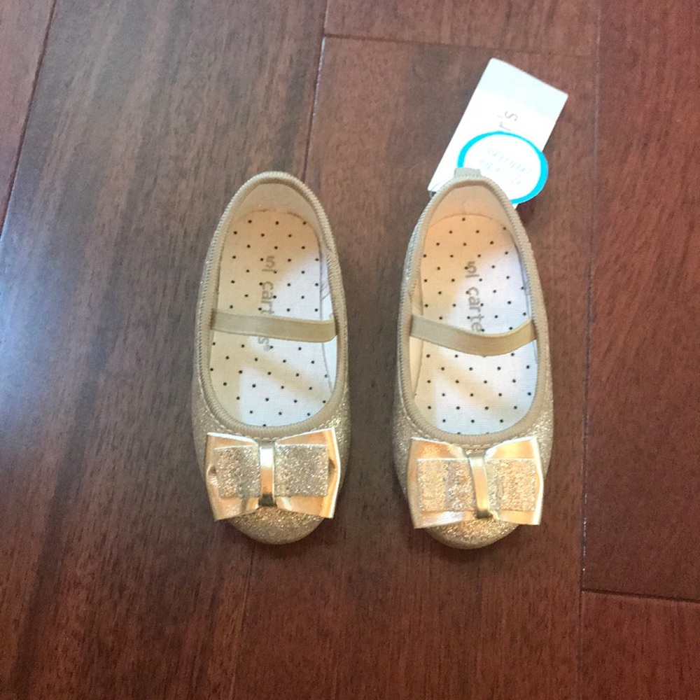 Carters toddler girl glitter gold ballet flats
